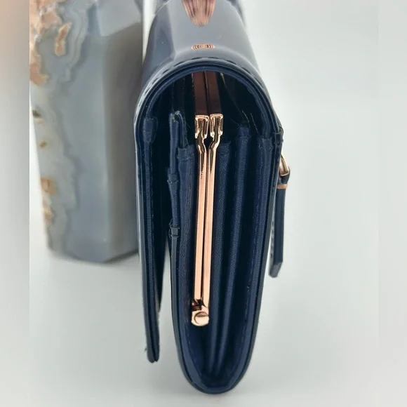 Ted Baker Navy Patent Leather Clutch Wallet - Picture 7 of 16